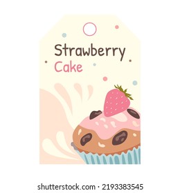 Bakery tag. Muffin, sandwich vector illustrations with text. Food, holiday and dessert concept for labels, flyers and postcards design
