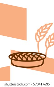Bakery template design blank, poster. Pie and wheat ears