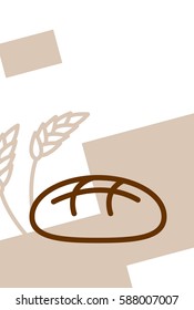 Bakery template design blank, poster. Bread and wheat ears
