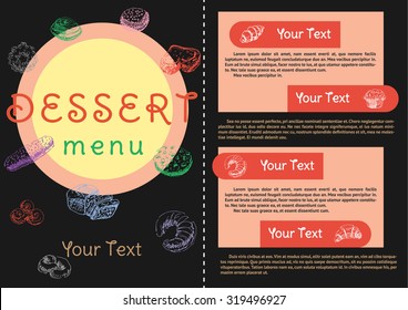 Bakery template with pastry, dessert food and candy elements , in sketch style, for flyer, poster, banner or menu design. Vector