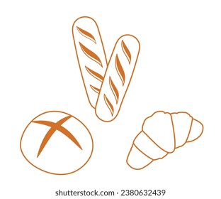 Bakery theme icon simple vector arts. Aesthetic bakery bread vector label tag