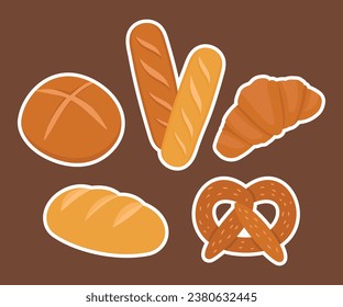 Bakery theme icon simple vector arts. Aesthetic bakery bread vector label tag