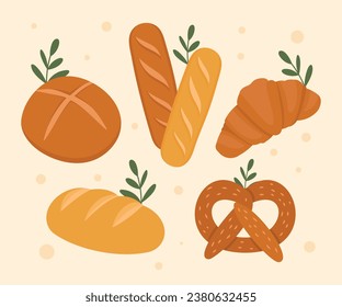 Bakery theme icon simple vector arts. Aesthetic bakery bread vector label tag