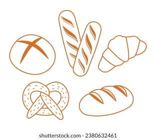 Bakery theme icon simple vector arts. Aesthetic bakery bread vector label tag