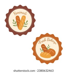 Bakery theme icon simple vector arts. Aesthetic bakery bread vector label tag