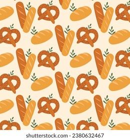 Bakery theme icon simple vector arts. Aesthetic bakery bread vector Seamless pattern