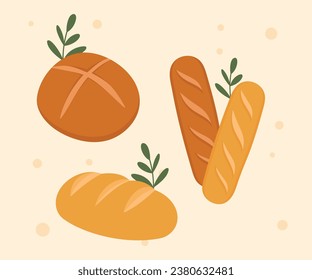 Bakery theme icon simple vector arts. Aesthetic bakery bread vector label tag