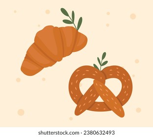 Bakery theme icon simple vector arts. Aesthetic bakery bread vector label tag