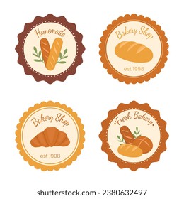 Bakery theme icon simple vector arts. Aesthetic bakery bread vector label tag