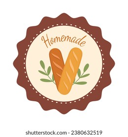 Bakery theme icon simple vector arts. Aesthetic bakery bread vector label tag