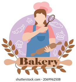 bakery themed flat design suitable for stickers, ornaments, logos, and other design needs