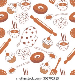 Bakery themed seamless background