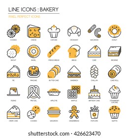 Bakery  , Thin Line and Pixel Perfect Icons