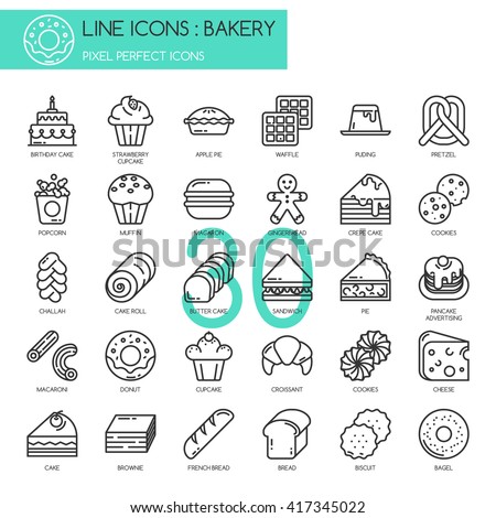 Bakery  , Thin Line and Pixel Perfect Icons