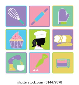 Bakery Tool and Equipment Vector and Icon