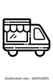 Bakery Truck Flat Icon Isolated On White Background