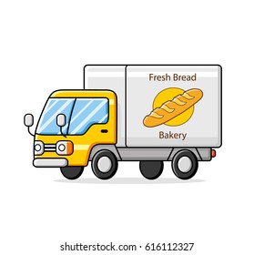 Bakery truck isolated. Fresh bread delivery.