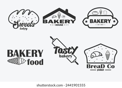 Bäckerei Typografie Vektor-Bündel, Bäckerei Typografie Logo, Stil Bäckerei Logo Vorlagen