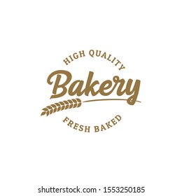 bakery typography with wheat under it for restaurant vector logo design template