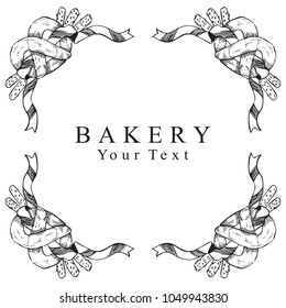 Bakery vector hand drawn set illustration.