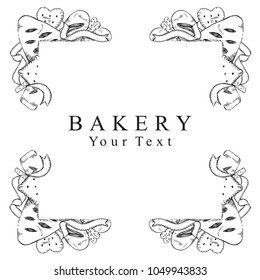 Bakery vector hand drawn set illustration.