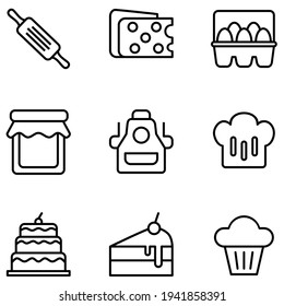 Bakery vector icon set for apps, website, mobile, infographic and etc
