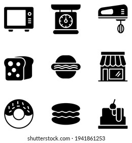 Bakery vector icon set for apps, website, mobile, infographic and etc