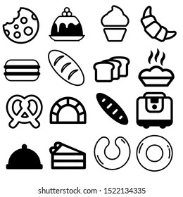 Bakery Vector Icon Set. Food illustration sign collection. Bread symvol or logo.