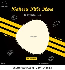 Bakery vector illustration for poster, banner, cover, flyer, advertising social media post.