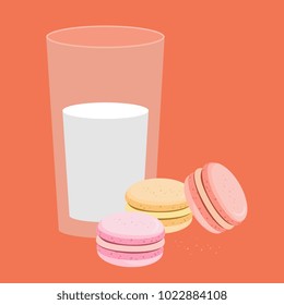 Bakery. Vector illustration. Sweets, macaroons of different taste. 
