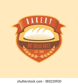 Bakery vector logo, icon, design element, symbol, emblem. Fresh bread from oven illustration