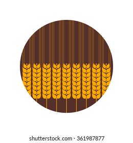 Bakery Vector Logo with Silhouette of Wheat and Rye. Isolated Icon on White Background.