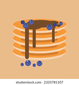 Ilustración de panadería vectorial con chocolate y arándanos, concepto de desayuno.