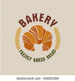 Bakery vector retro logo with a croissant.