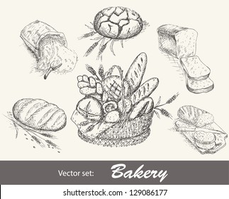 Bakery vector set. Collection of bread