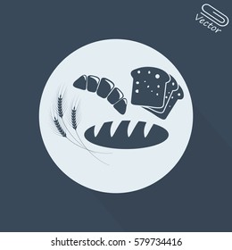 Bakery. Vector sketched wheat and croissant. Bakery shop poster
