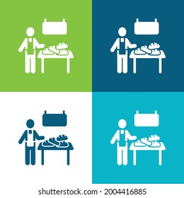 Bakery Vendor Flat four color minimal icon set