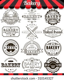 Bakery vintage design elements and badges set. Collection of vector baked goods signs, symbols and icons. See more in set "Labels" of my portfolio