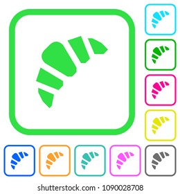 Bakery vivid colored flat icons in curved borders on white background