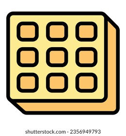 Backwaren Waffelsymbol Umriss Vektorgrafik. Runde Wafer. Morgengebäck-Farbe flach