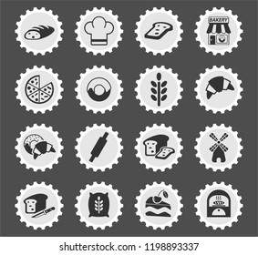 bakery web icons stylized postage stamp for user interface design