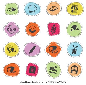 Bäckerei-Websymbole für das Design der Benutzeroberfläche