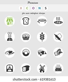 bakery web icons for user interface design