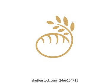 bakery with wheat logo. natural food linear style vector design