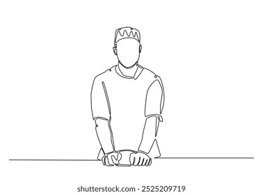 Bakery workers kneading dough in continuous one line drawing. Single line art illustration of chef rolling dough using wooden rolling pins. Editable vector.