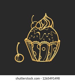 Bakery.Cakes vector. Hand drawn illustration. Cupcakes vector.