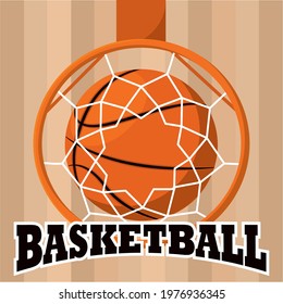 Baketball net an ball in a poster Vector illustration