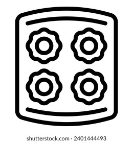 Bakeware floral icon outline vector. Silicone kitchen tray. Baking muffin form
