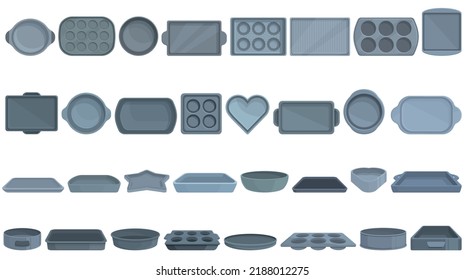 Bakeware icons set cartoon vector. Silicon mold. Cake cook