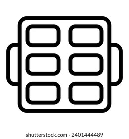 Bakeware tray icon outline vector. Oven pastry form. Silicone muffin platter